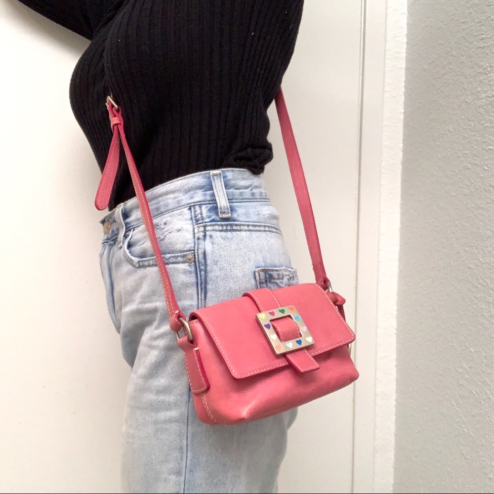 Dooney Bourke Leather Heart Pink Mini Crossbody